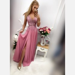 QUEEN Maxi kjole med perler og broderier i lyng farve