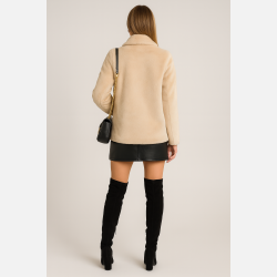 RHONDA Beige jakke i imiteret pels
