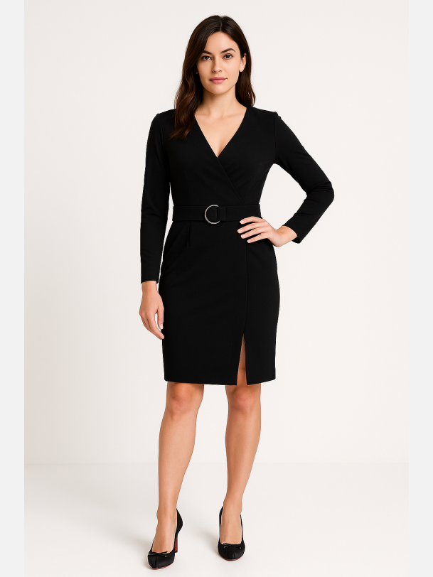 RITA Sort midi kjole � tidl�s elegance fra Jollyyoung.dk