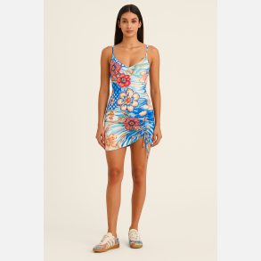 RUNE Kort kjole i blomsterprint 