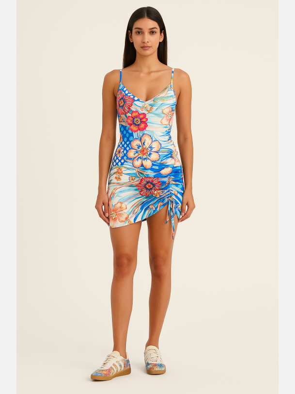 RUNE Kort kjole i blomsterprint 