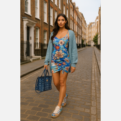 RUNE Kort kjole i blomsterprint 