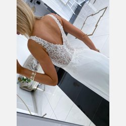 Royal Lang hvid maxikjole med broderier