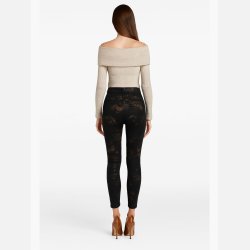 SALI sorte stretchy denim bukser i snake print � elegant pasform med luksuri�st m�nster