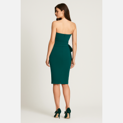 SINERA Gr�n stropl�s kjole med fl�sedetalje