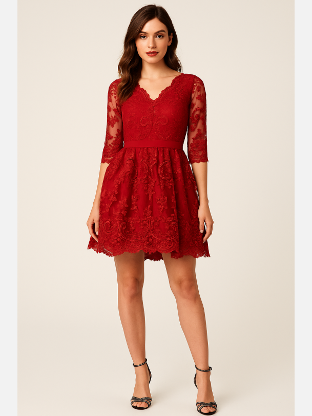 SONIA Vinkjole med mesh og broderier