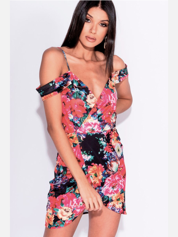 SONIA kort kjole i blomsterprint