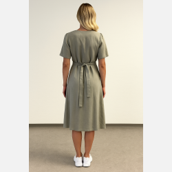 SOSAN Gr� kjole med knapper � Naturlig lethed og feminin stil fra Jollyyoung.dk