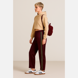 TABIA 2 Bukser i bordeaux farve med striber i siden