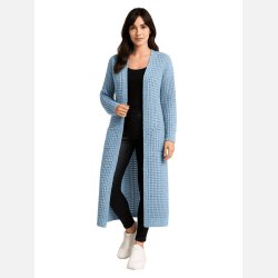 TINA lang bl� cardigan med lommer � bl�d chunky strik i moderne look