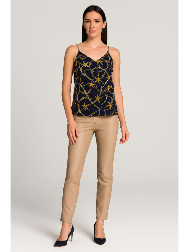 TISO M�nstret top i navy bl� farve