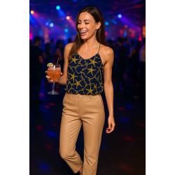 TISO M�nstret top i navy bl� farve