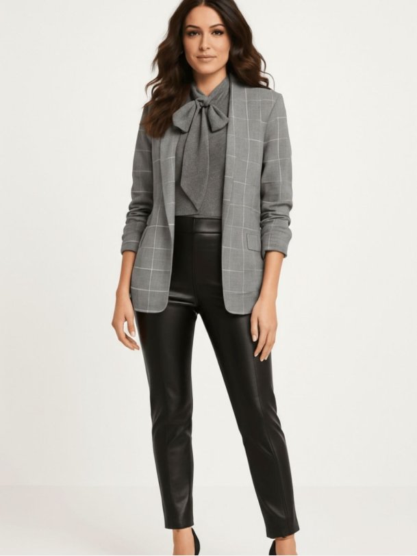 TORA klassisk ternet blazer � elegant snit og tidl�st rudem�nster