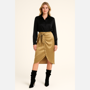 TOTIE Satin sl� om nederdel i beige 