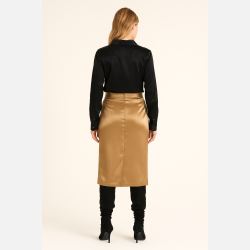 TOTIE Satin sl� om nederdel i beige 