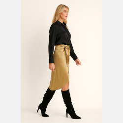 TOTIE Satin sl� om nederdel i beige 