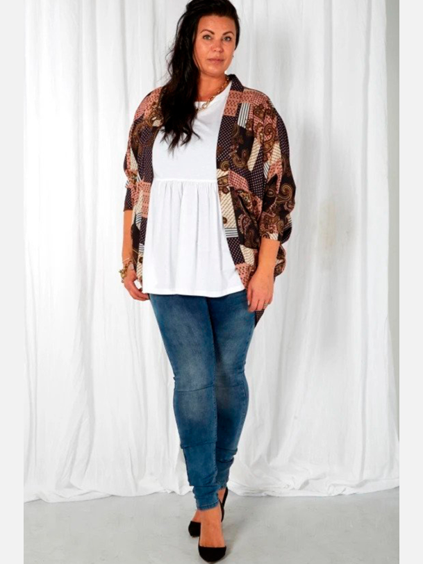 VALERIA Plus size printet kimono � boheme og elegant fra Jollyyoung.dk
