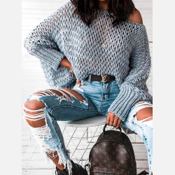 VANESSA ripped jeans i lys denim � trendy streetstyle fra Jollyyoung.dk