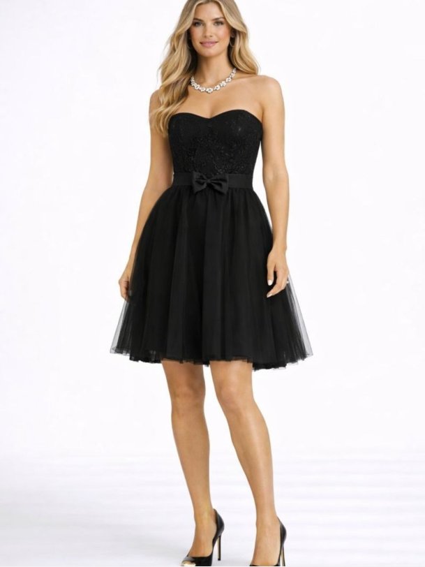 Elegant sort festkjole med tyl og feminin silhuet � Alabama kjole til fest og s�rlige anledninger