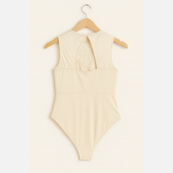 LAFAL Kort�rmet bodystocking i beige farve med blonder