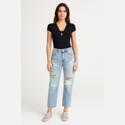 LAURA sort bodystocking med n�glehulsdetalje