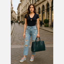 LAURA sort bodystocking med n�glehulsdetalje