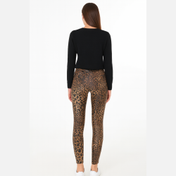 SANDRA Leo print coated stretchy bukser