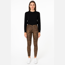 SANDRA Leo print coated stretchy bukser