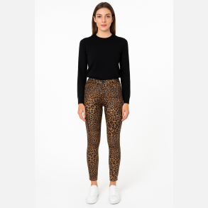 SANDRA Leo print coated stretchy bukser